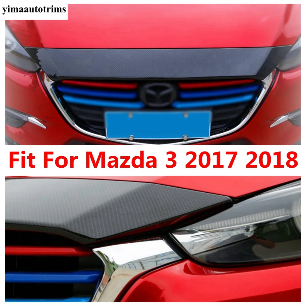 

Car Front Head Hood Engine Panel Strip Decoration Cover Trim For Mazda 3 2017 2018 ABS Carbon Fiber Look Accessories Exterior