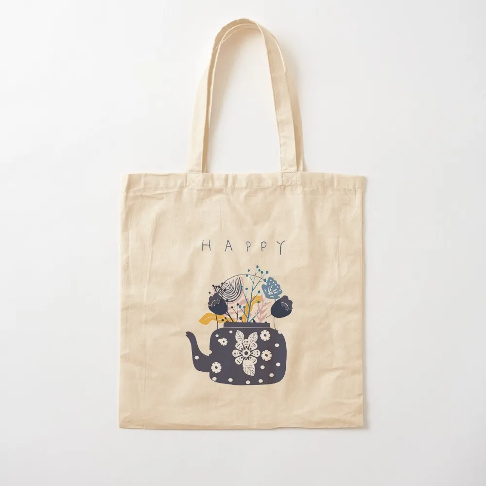 

Happy tea Tote Bag tote Cloth bags Customizable bags luxury women Canvas