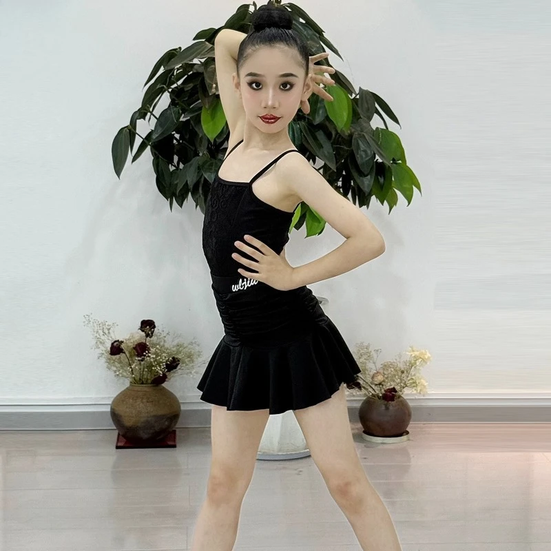 New children's Latin dance dressgirlsandchildren's internet-famous advanced practice dress halter training dress set dance skirt