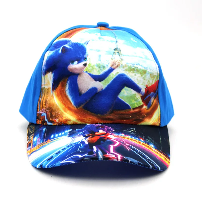 Sonic Cartoon Children\'s Baseball Hat Sonic Kid Sunshade and Sunscreen Duck Tongue Hat Birthday Gift for Men and Children