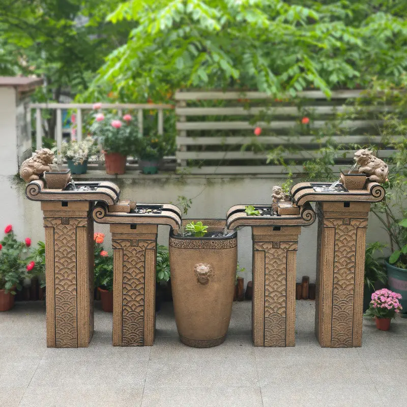 Outdoor water ornament outdoor balcony floor-to-ceiling large courtyard decoration landscaping