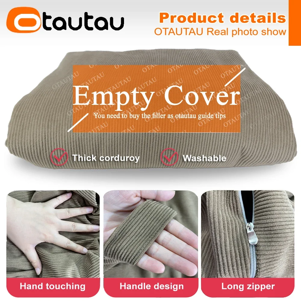 OTAUTAU Adults Children Corduroy Bean Bag Cover Without Filler Beanbag Pouf Chair Puff Salon Corner Seat Game Movie Sac DD005