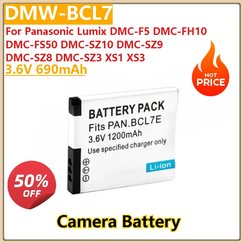 

New High Quality 3.6V 690mAh Camera Battery DMW-BCL7 BCL7 BCL7E for Panasonic Lumix DMC-F5 FH10 FS50 SZ10 DMC-SZ9 SZ8 SZ3 XS1XS3
