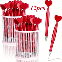 12pcs Valentine's Day Heart Shaped Pens Novel Wedding Season Party Pens Heart Shaped Ballpoint Pens Office School