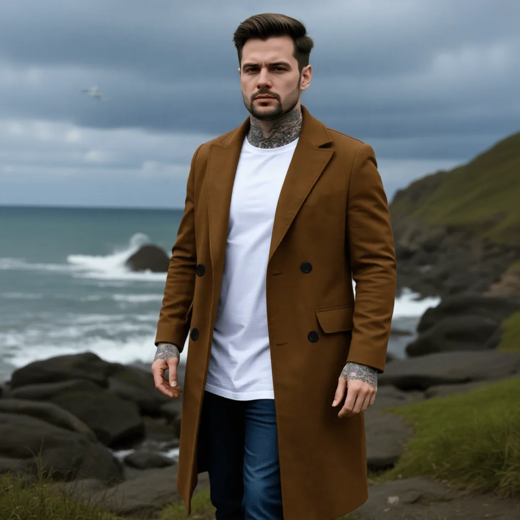 

Outdoor Travel Men's Wear Double Breasted Thickened Wool Coat Windproof Warm Long Jacket Fashion Casual Outerwear Men Winter