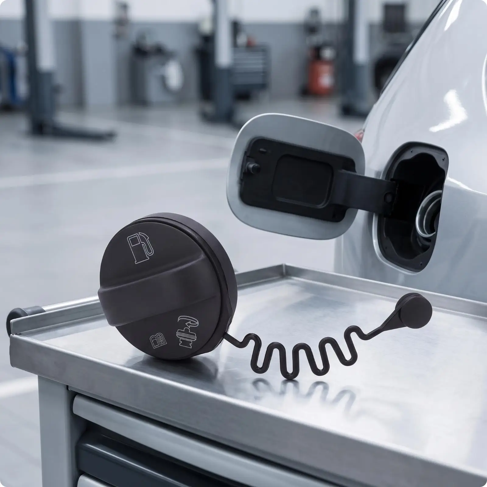 Secure Fuel Tank Cap Replacement for GM 94564508 with Tether Plastic Screw Design Anti Fume Leak Easy Grip Pull Tab