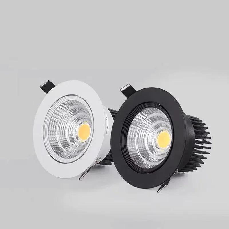 

Dimmable LED Downlight COB 3W 5W 7W 10W 15W 20W RGB Ceiling Recessed Lights AC85-265V Panel light Lamp Black Indoor Lighting