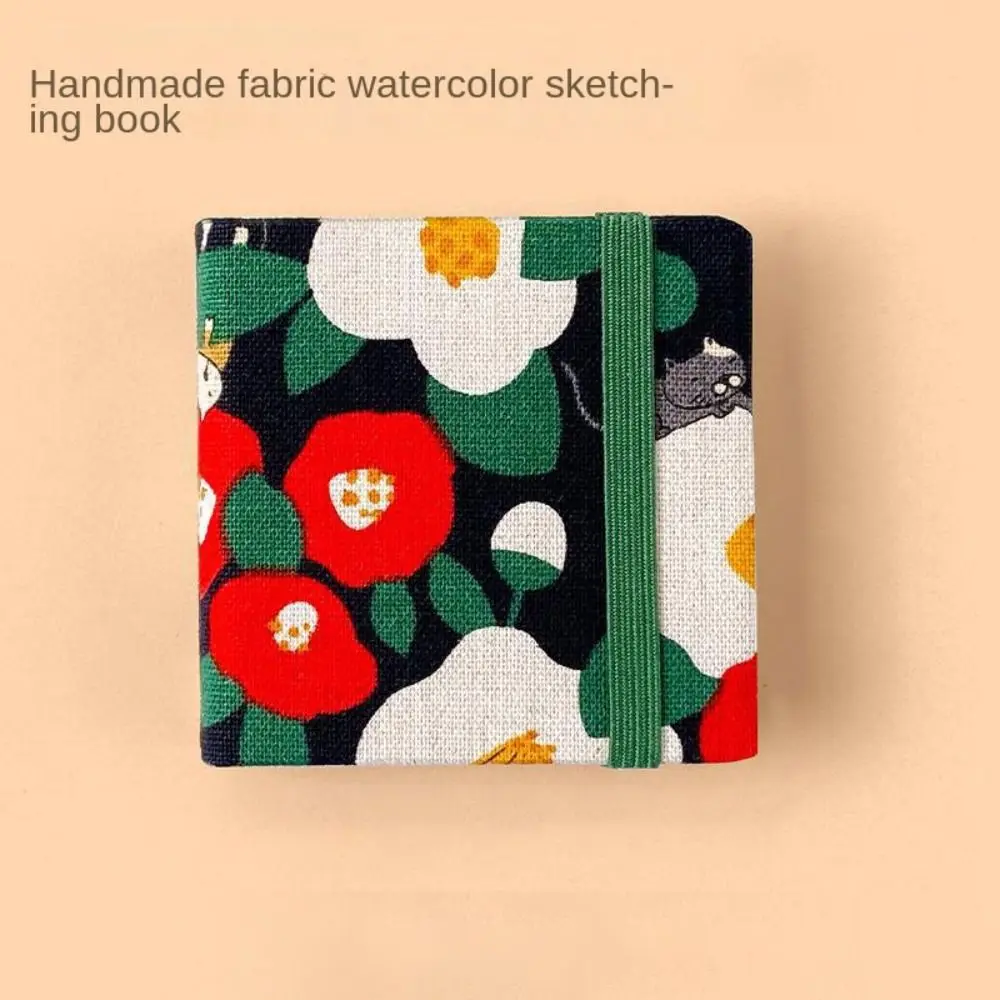 Flower Mini Fabric Watercolor Book Paper Pad 20 Sheets Watercolor Sketchbook Square Portable Mini Watercolor Painting Book