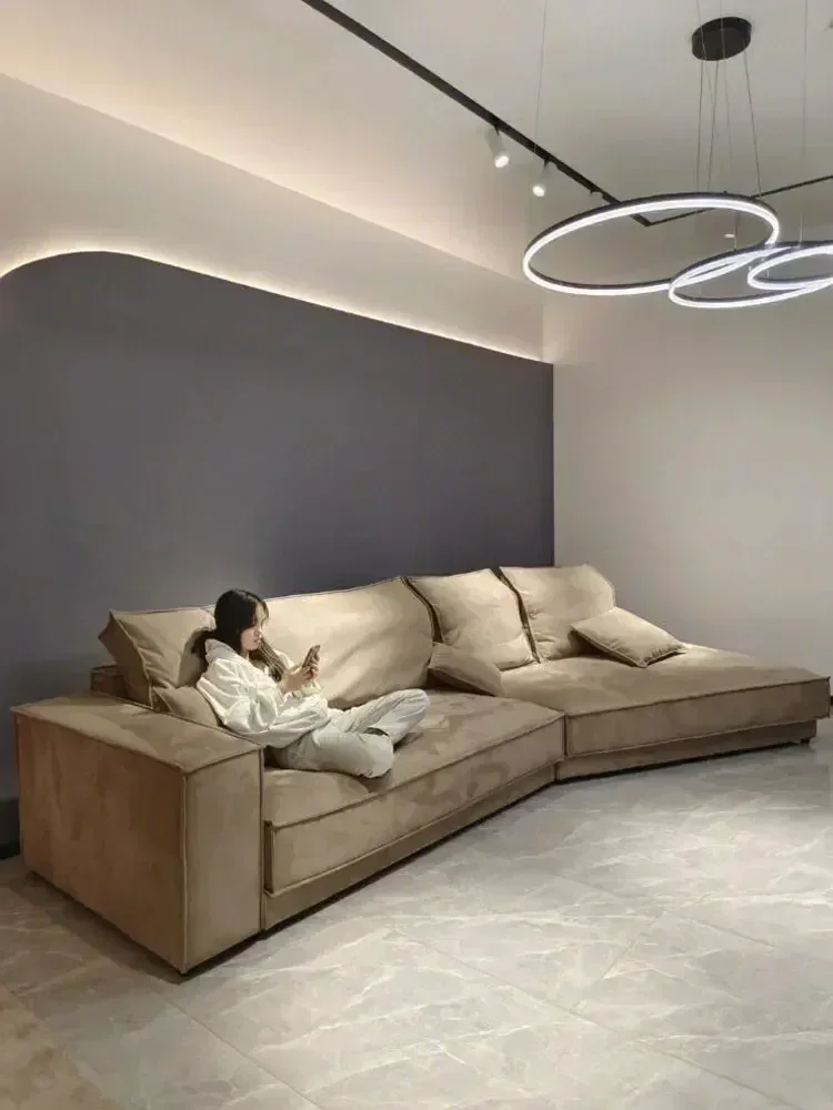 Special-shaped corner sofa ultra-wide sitting deep Italian light luxury ultra-soft down scrub network celebrity