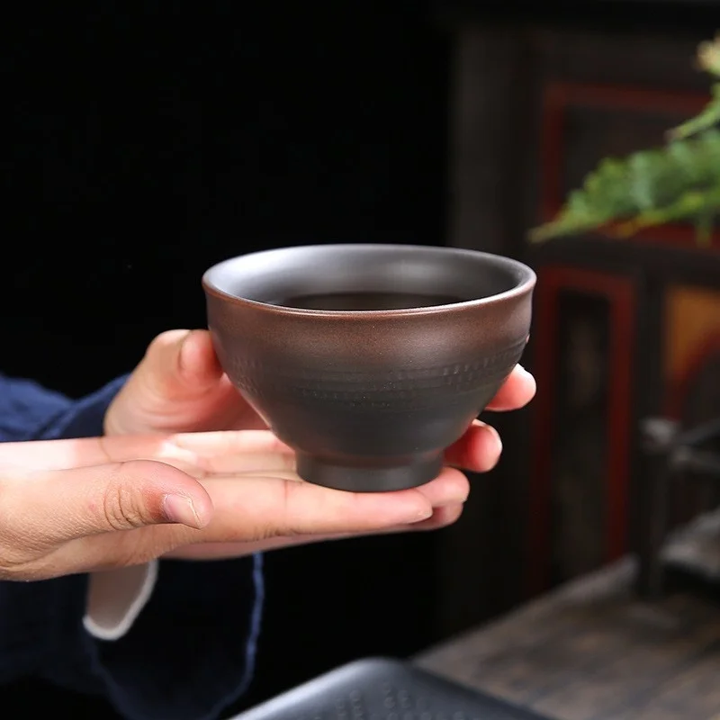 

Чайная чашка ручной работы из матовой фиолетовой глины большого размера, креативная чашка для чаепития Гунфу Zia Cercs, винтажная чашка для владельца, чайный набор