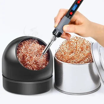 Sfera per la pulizia della punta del saldatore elettrico Pulitore per ugelli per saldatura Sfera per la rimozione dello stagno della rete per la rimozione dello stagno con spazzola per la pulizia della saldatura di base