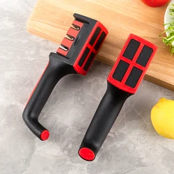 Kitchen 3-Segment Knife Sharpener Household Multi-Functional Hand-Held 3-Purpose Red Sharpening Stone Kitchen Knives Accessories
