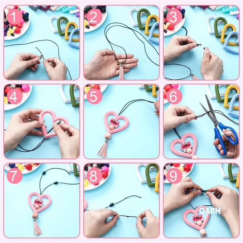 30 セットシリコンビーズリング作成キット 65 ミリメートルラウンドシリコンビーズリングとキーホルダータッセルペンダント黒バックル DIY