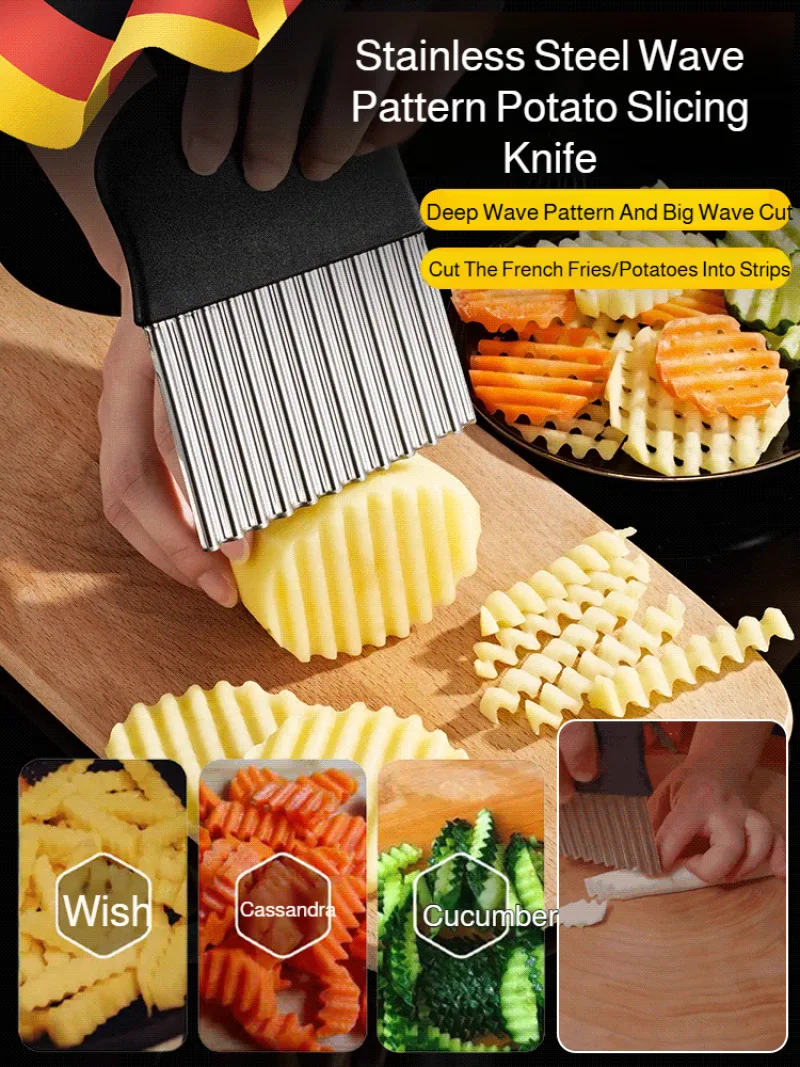 

Бытовой кухонный нож, многофункциональный нож для картофеля, толстый волновой нож из нержавеющей стали, удлиненный нож глубокого зерна