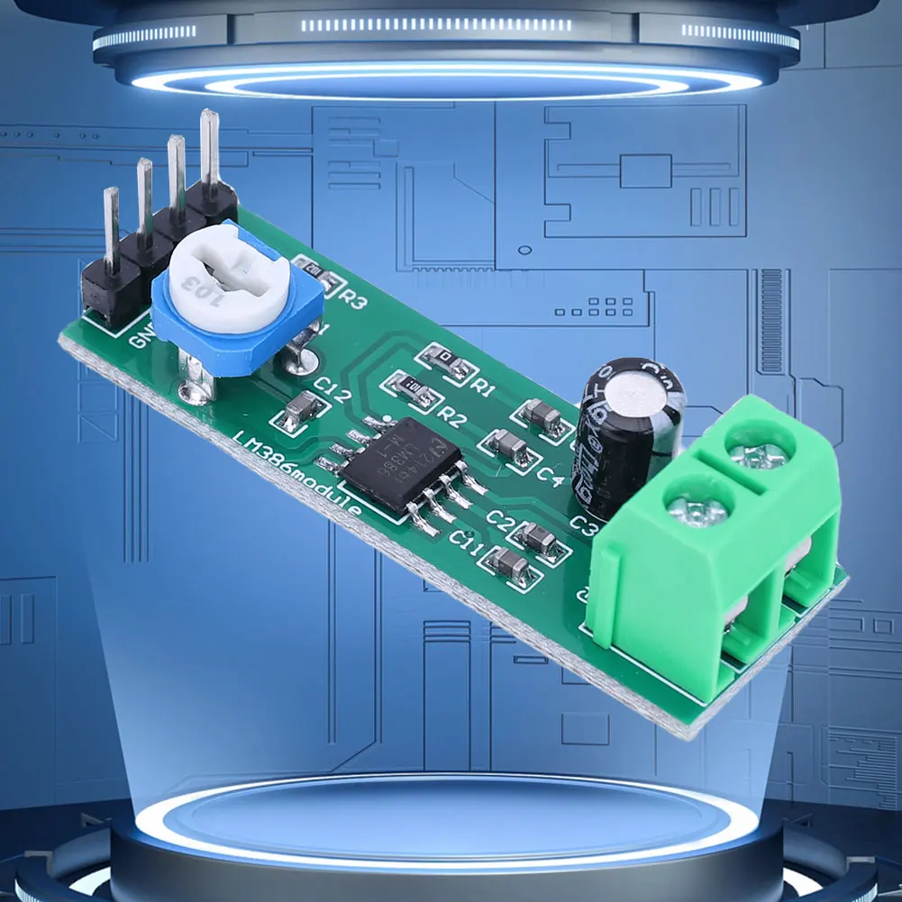 LM386 Single Channel Amplifier Board 200 Times Gain Digital Sound Amplifier Module 10K Adjustable for Speaker Electronic DIY Kit