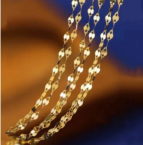 

18k gold chain necklaces for women au750 jewelry choker necklace 45cm 3colors