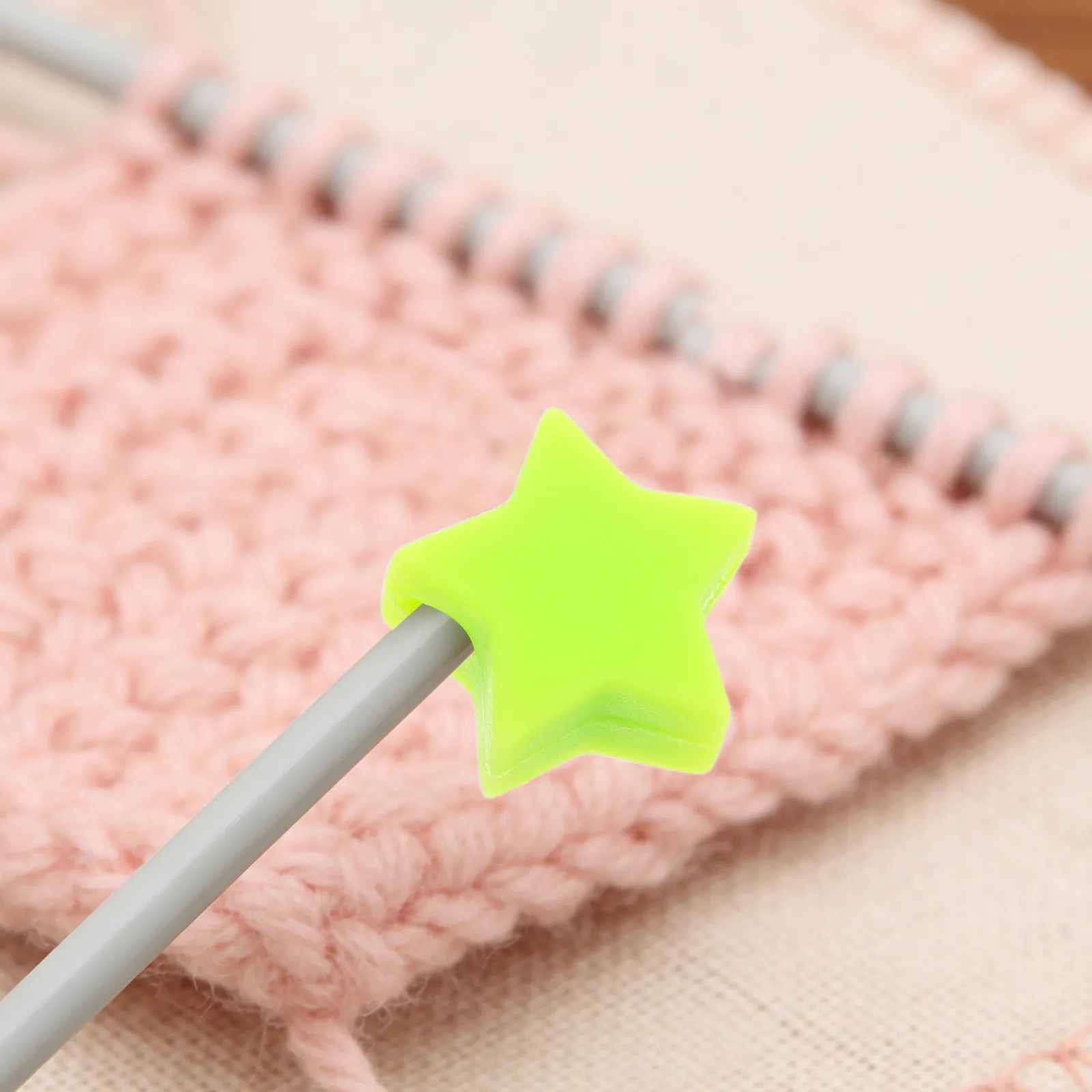 10Pcs Knitting Needle Protectors Silicone Stitch Stoppers Star Shaped Caps for Small Needles DIY Craft Knitting Supplies