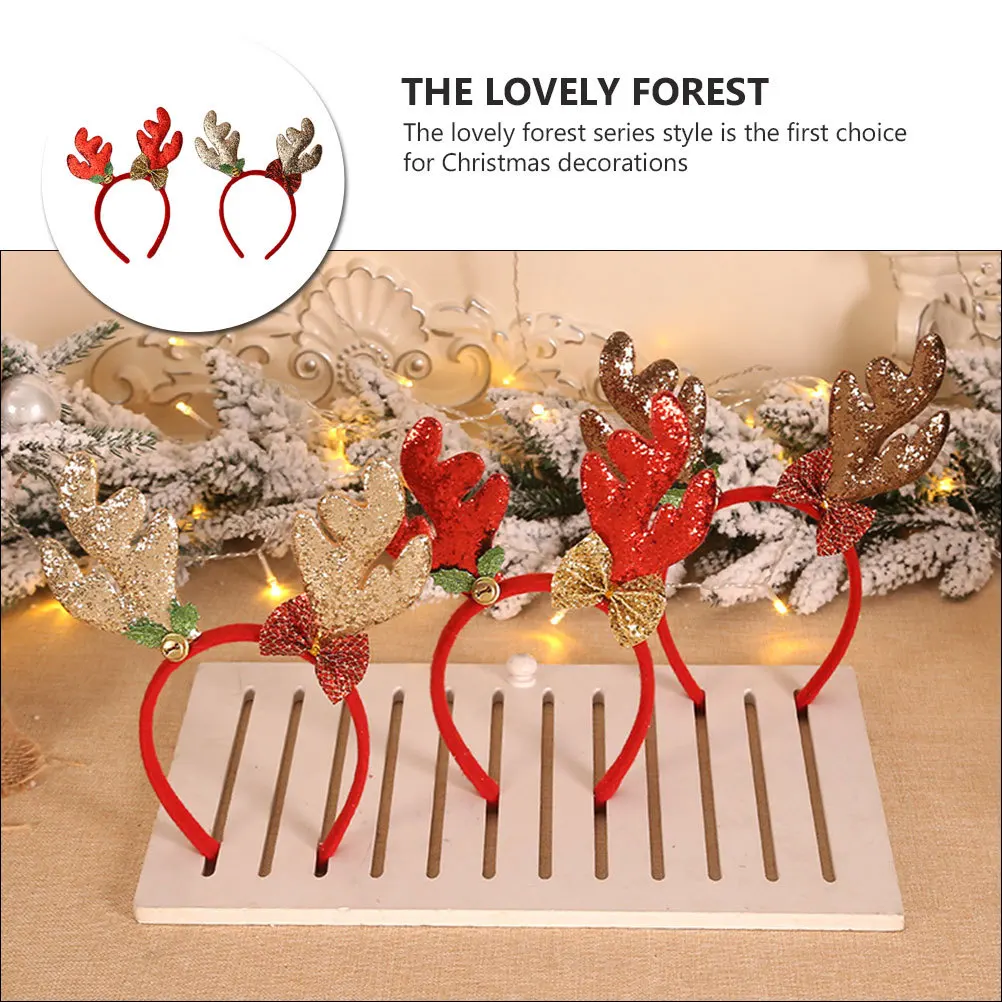 

2Pcs Glitter Antler Headband Lovely Series Style Soft Comfortable Fabric for Christmas Birthday Festival Anniversary