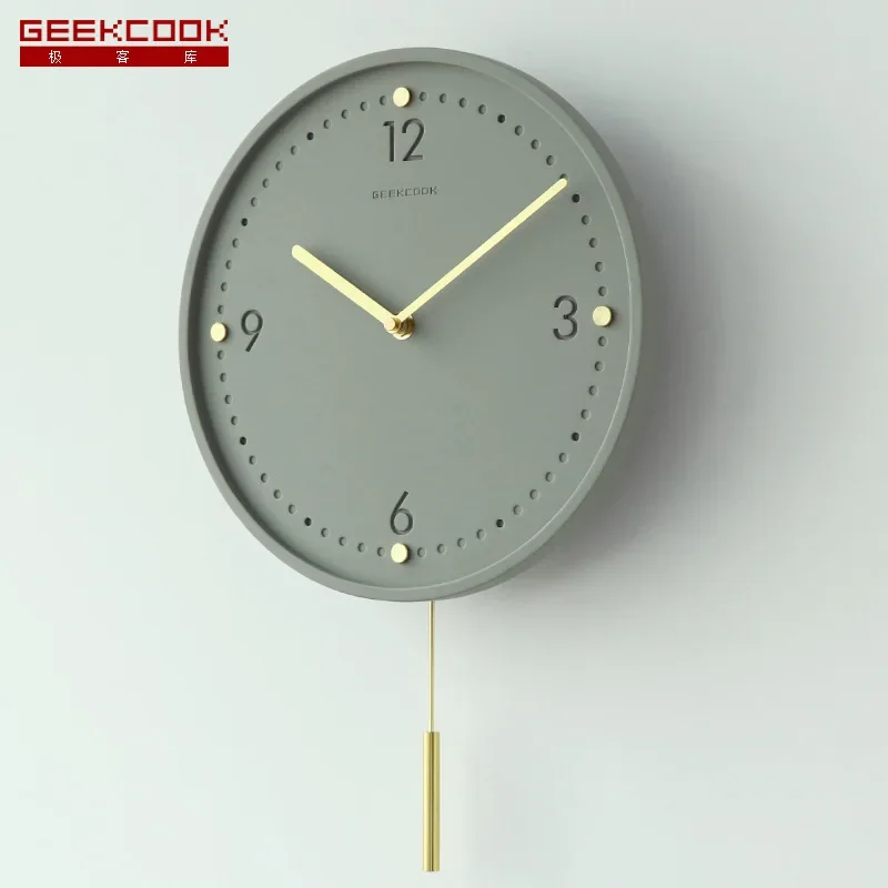 Industrial Cement Wall Clock: Sparkling Dot Brass Scale Clear Cement Craft Jewelry Simple Clock Watch