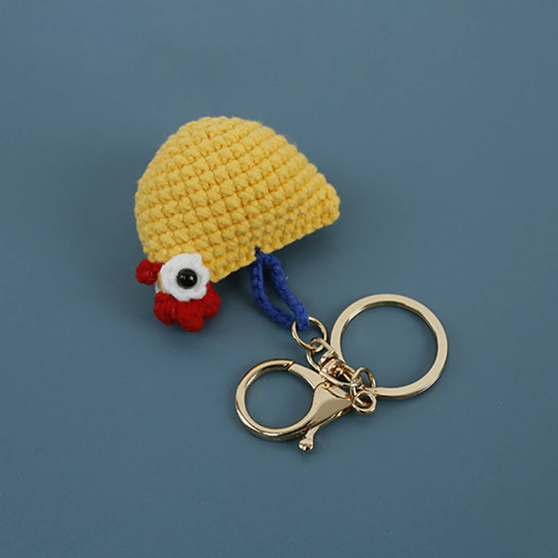 Creative Crochet Keychains Funny Chicken Doll Keychain Cartoon Cute Keyrings Exquisite Backpack Decoration Accessories Gifts