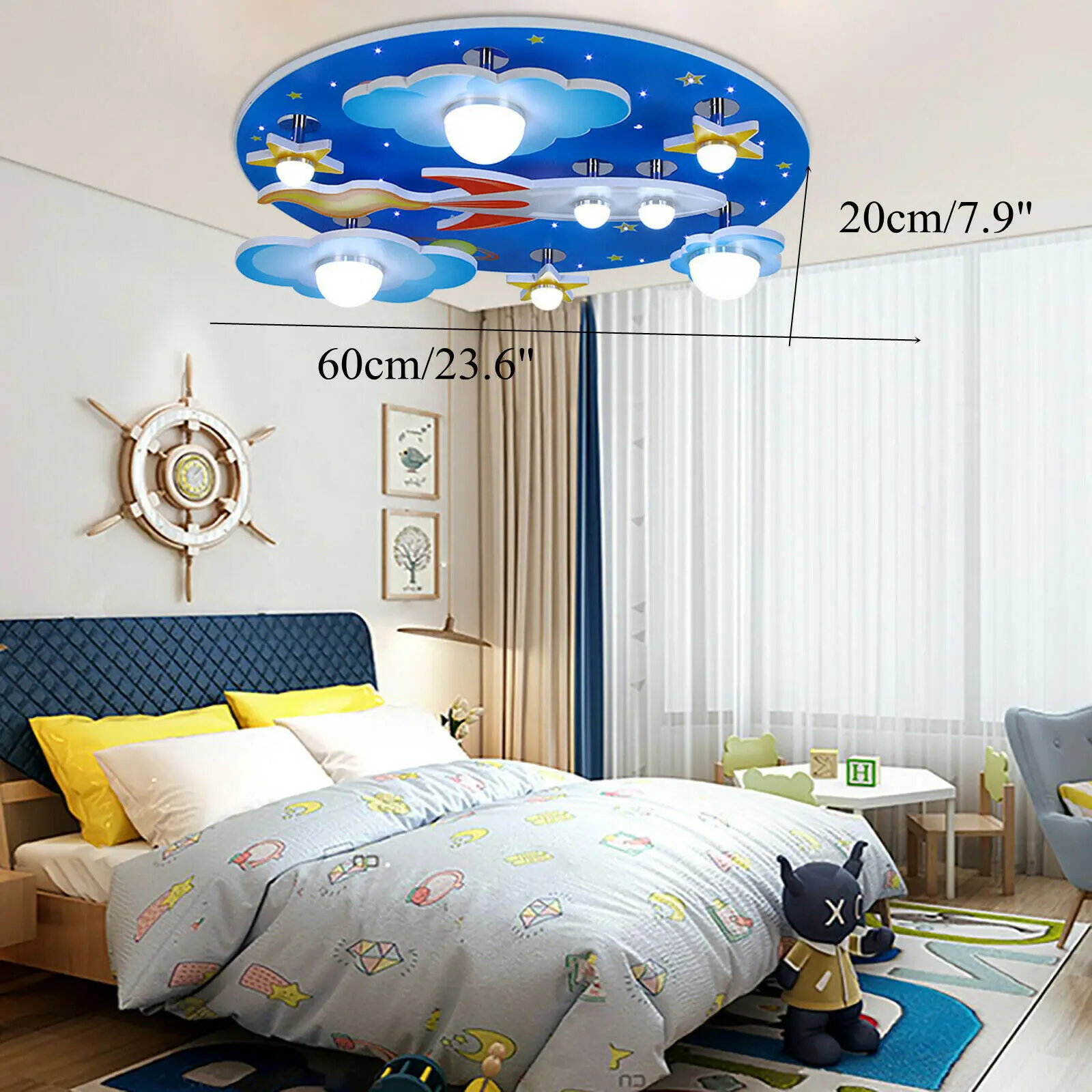 

Boys Room Chandelier Airplane Modern LED Flush Mount World Globe Cartoon Light