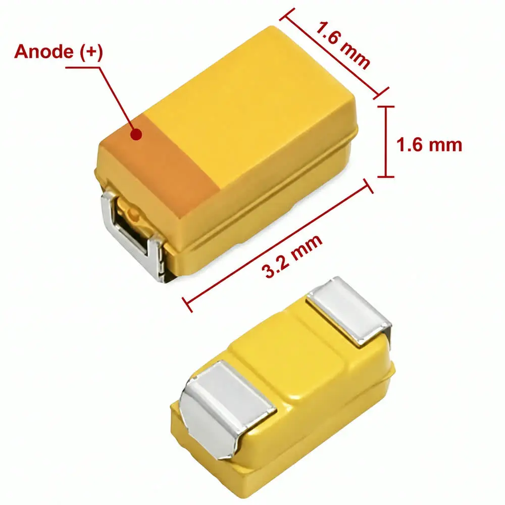 2000PCS 3216 A Case SMD Tantalum Capacitors 6.3V 10V 16V 25V 35V 0.1uF-47uF Surface Mount Passive Electronic Components Bulk Lot