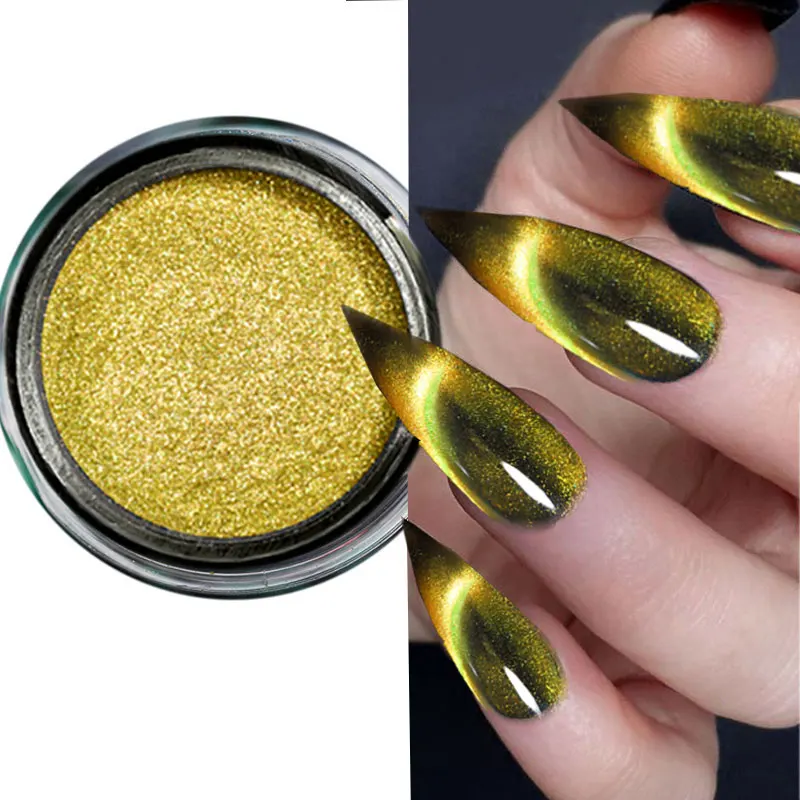 6/7 stücke Chrom Magnetische Cat Eye Nagel Pulver Glänzenden Chamäleon Katzenauge Magnet Nagel Feine Pigment Nagel pigment Gel Nagellack Supp