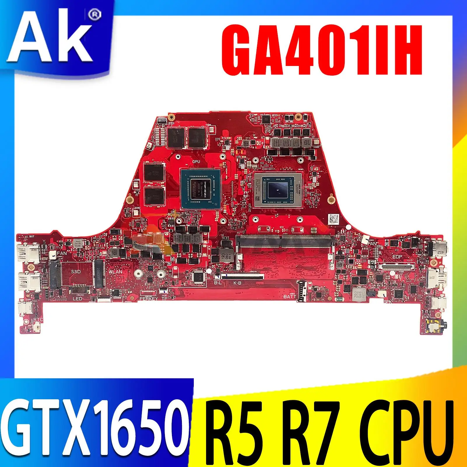 

GA401IH Note Mainboard For Asus ROG Zephyrus G14 GA401IH-HE071T GA401Ii Laptop Motherboard R5 R7 R9 8G RAM GTX1650 V4G 100% Work