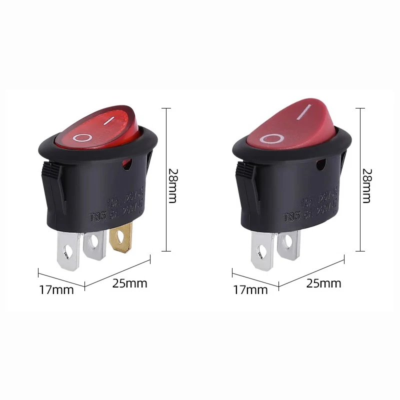 2PCS KCD1 Oval Rocker switch ON-OFF / ON-OFF-ON 2 Pins / 3 Pins Fan / Electric Kettle Switch Power Switch 6A 250VAC / 10A 125VAC