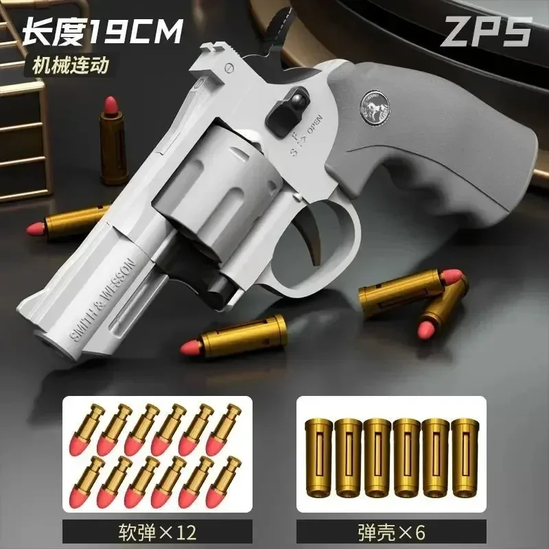 Pistola de bala suave ZP5 357 para niños, juguete de simulación de pistola repetidora, lanzador de dardos suaves, pistola de juguete