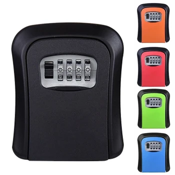 Wandgemonteerde Metalen Legering Sleutelvergrendelingsdoos Sleutelkluis Weerbestendige 4-cijferige Combinatie Sleutel Opslag Veiligheidsslot Indoor Outdoor