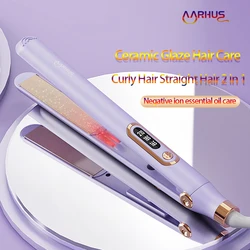 Women's Hair Curler Straightener 2 In 1 Professional Negative Ion Essential Oil Maintenance Beauty And Health Styling Tool