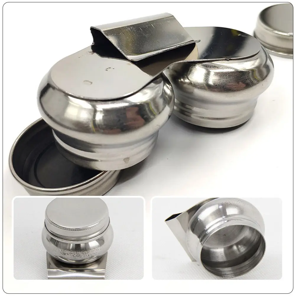 2Pcs Paintbrush Washing Pot Stainless Steel Color Mixing Container Removable Lid Turpentine Linseed Oil Holder for Painting