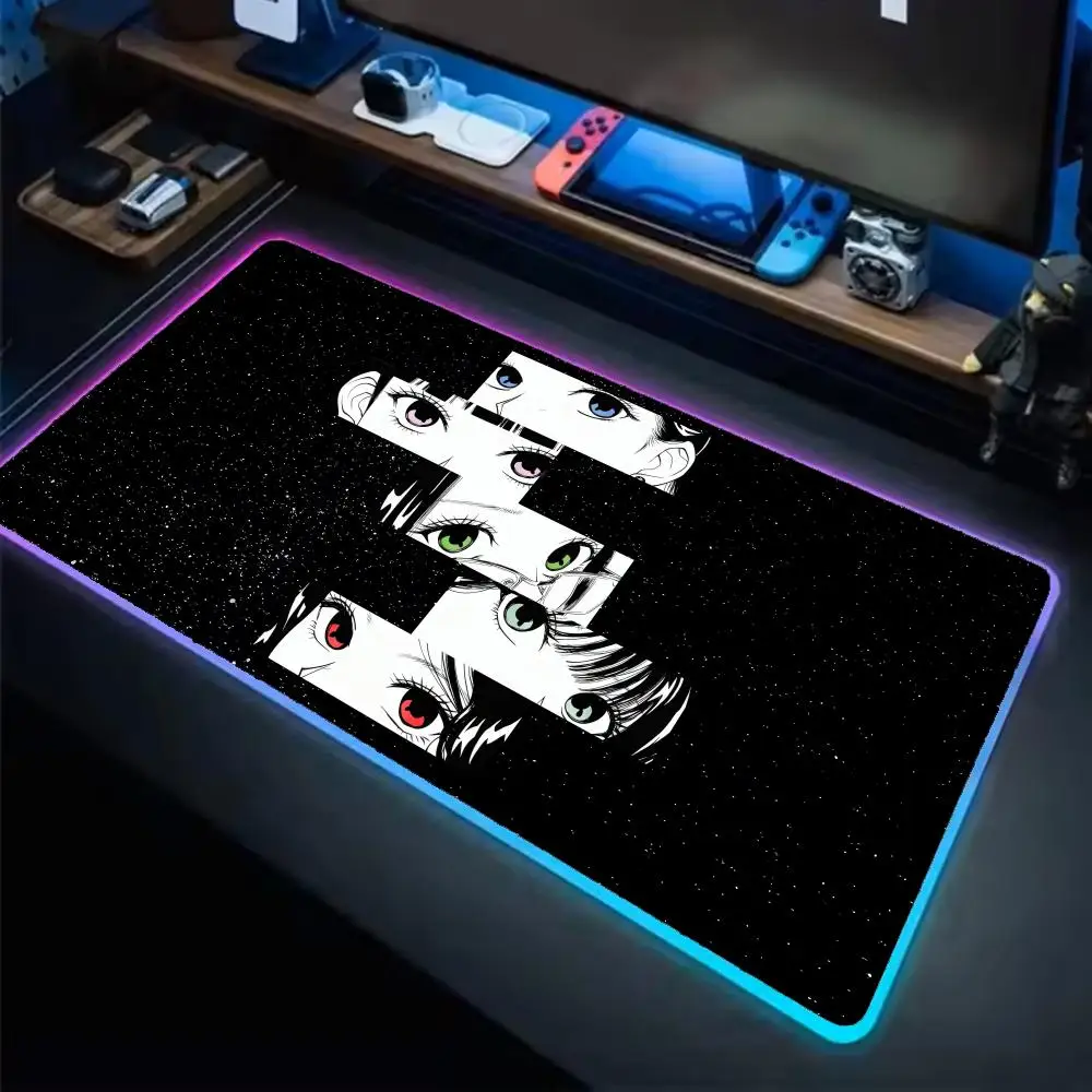 KPOP FEARLESS Mouse Pad Anime Gaming Mouse Pad LED Table Pads Backlit Rubber Desktop XXL RGB Desk Mats