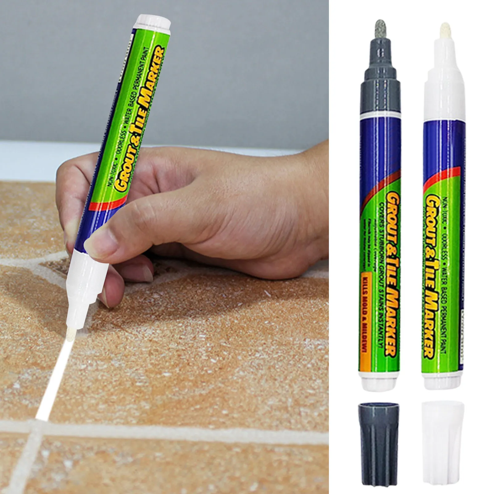 Wall Floor Filler Grout Sealer Tile Pen With Replacement Nib Tip Strong Coverage Grout Restorer Pen For Kitchen Bedroom Balcony