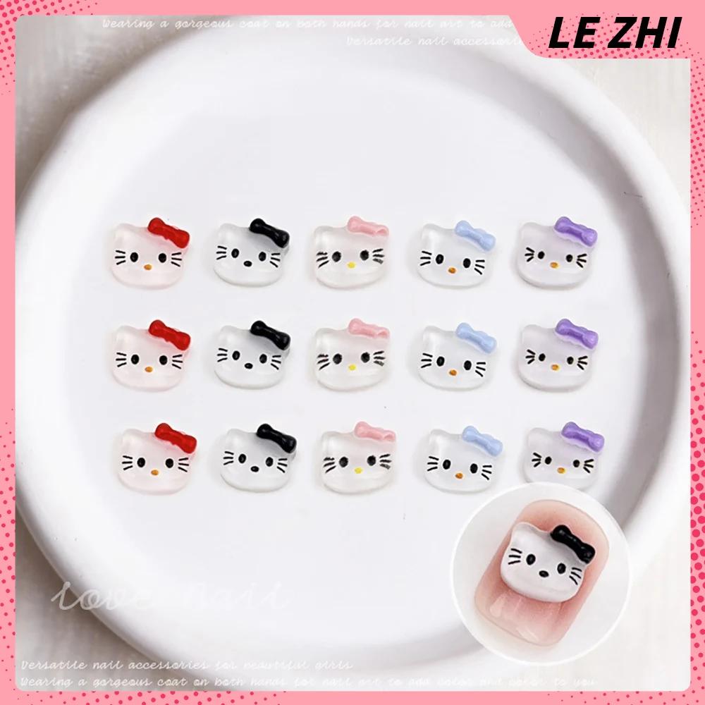 Transparent Kawaii Hello Kitty Cartoon Party Nail Sticker Art Charms 3D Stereo Art Resin 20Pcs Diy Party Manicure Sticker Charms