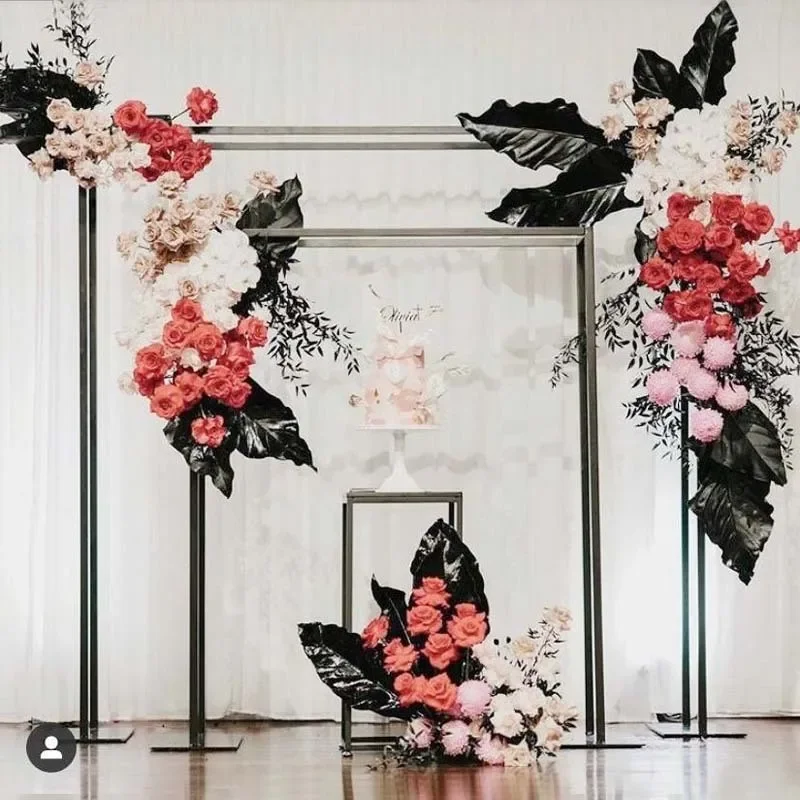 2PCS Big Flower Arch Metal Stand Wedding Backdrops Props Decoration Welcome Door Frame Birthday Party Balloon Lace Display Rack