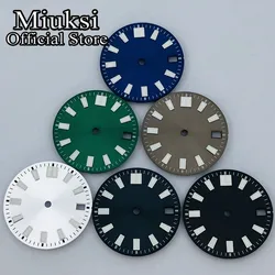 Miuksi 28.5mm black blue green silver gray sterile watch dial luminous fit NH34 NH35 movement fit 3/3.8/4.2 o'clock crown