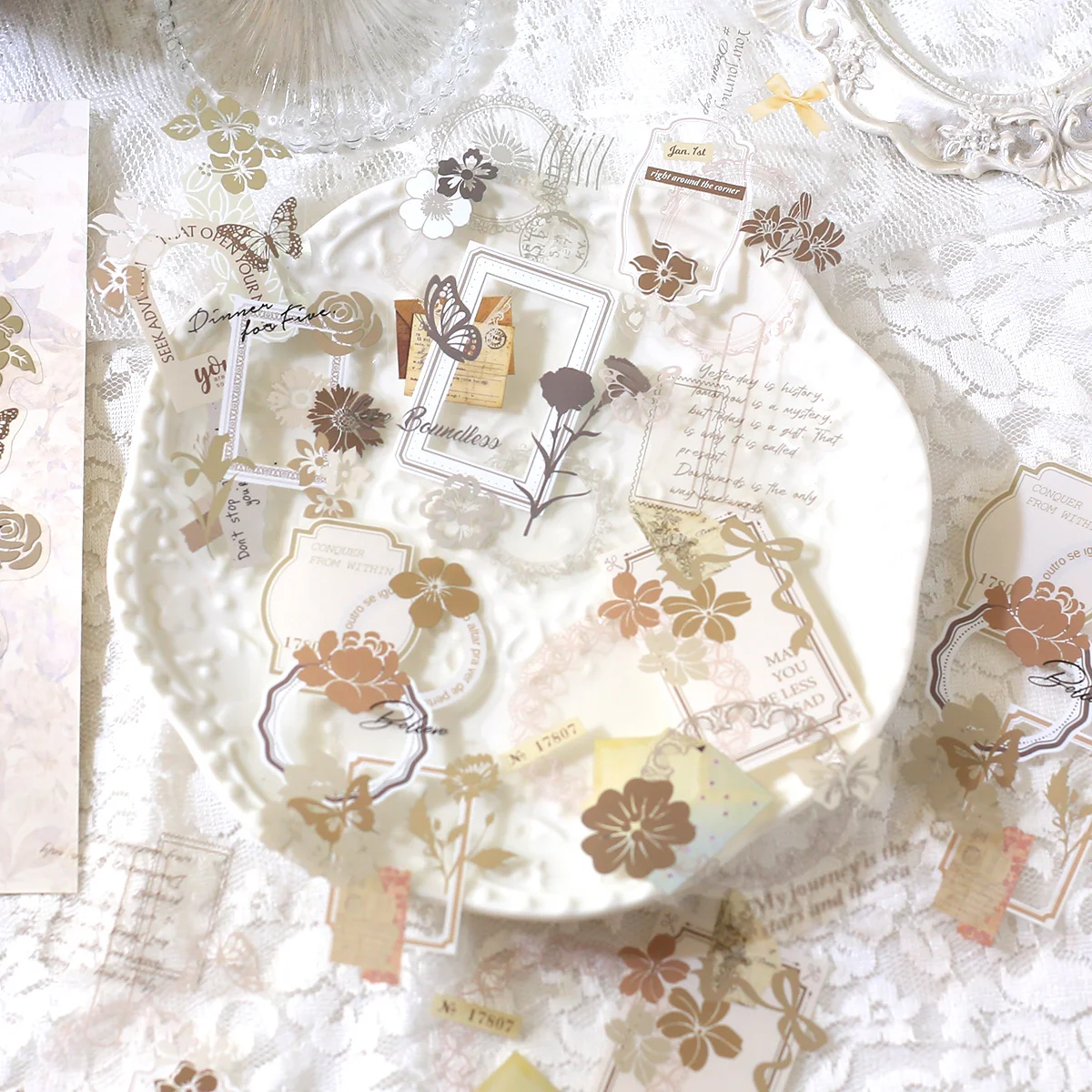 10 Stück Scrapbook-Aufkleber, Junk-Journal-Zubehör, DIY-Scrapbooking-Zubehör, selbstklebend, für Alben, Tagebücher, Collage-Aufkleber