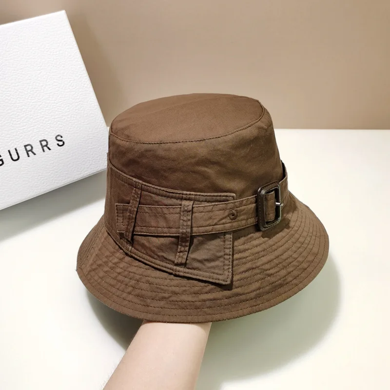 Niche designer washed fisherman\'s hat women\'s Elegant and fashionable spring and summer outdoor sun visor hat