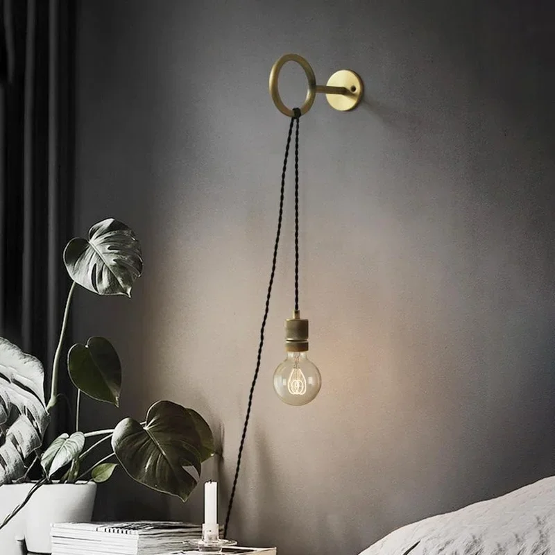 Vintage Industrial Wall Lamp, Rustic LED Sconce with Switch, Energy-Saving Loft Light for Bedroom Bedside Stair Aisle EU Plug