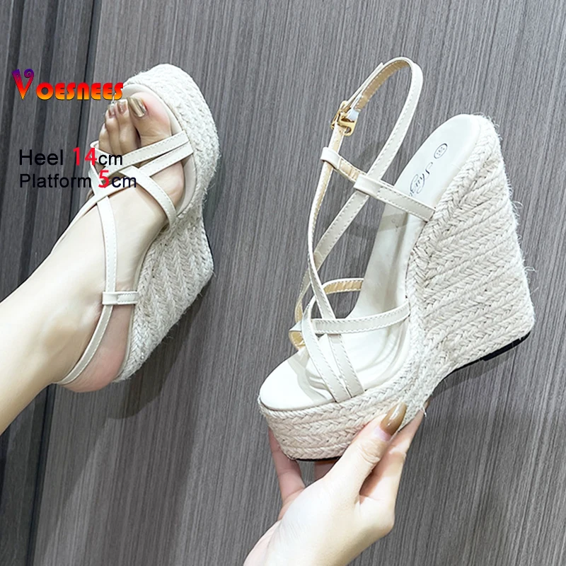 Summer Platform High Heels Comfort Wedges 14CM Catwalk Show Sandals European and American Style Sexy Fashion Stage Women Shoes