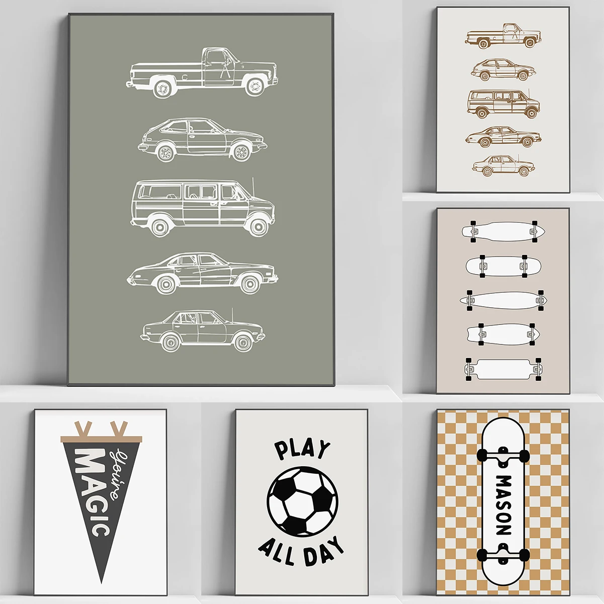 

Neutral Boy Blue Play Room Nursery Ball Game Stripe Poster Pictures Wall Decoration Items Gift Bathroom Decor Decorative Posters