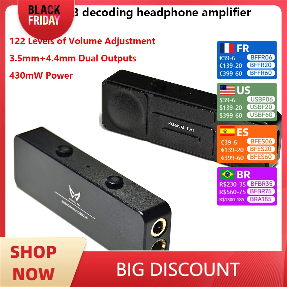 HIFI Decoding Headphone Amplifier 430mW Power CS43131 DAC DSD256 384KHz 32bit Decoding Headphone Amplifier Balanced Outputs