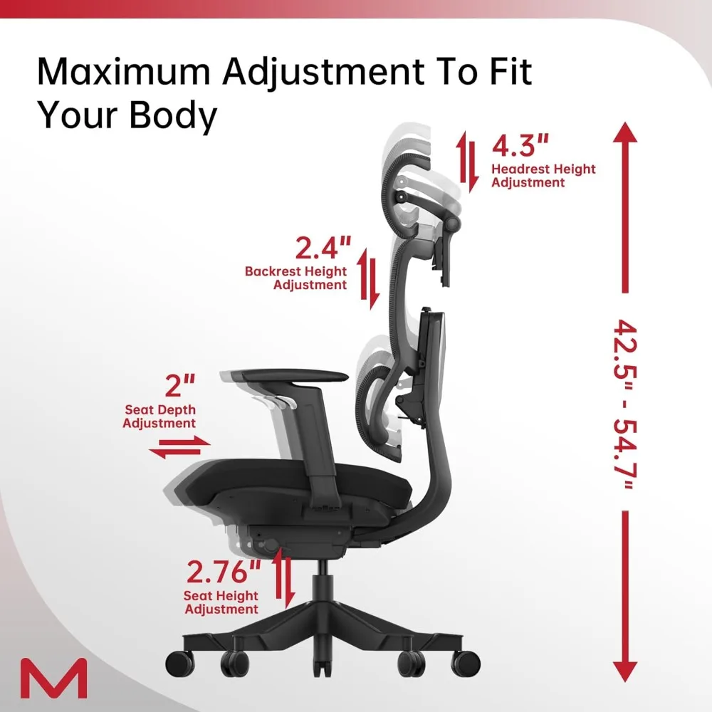 Ergonomic Office Chair Home Office High Back Desk Chair with VTS System & Adaptive Lumbar Support TiltPro Headrest 4D Armrest