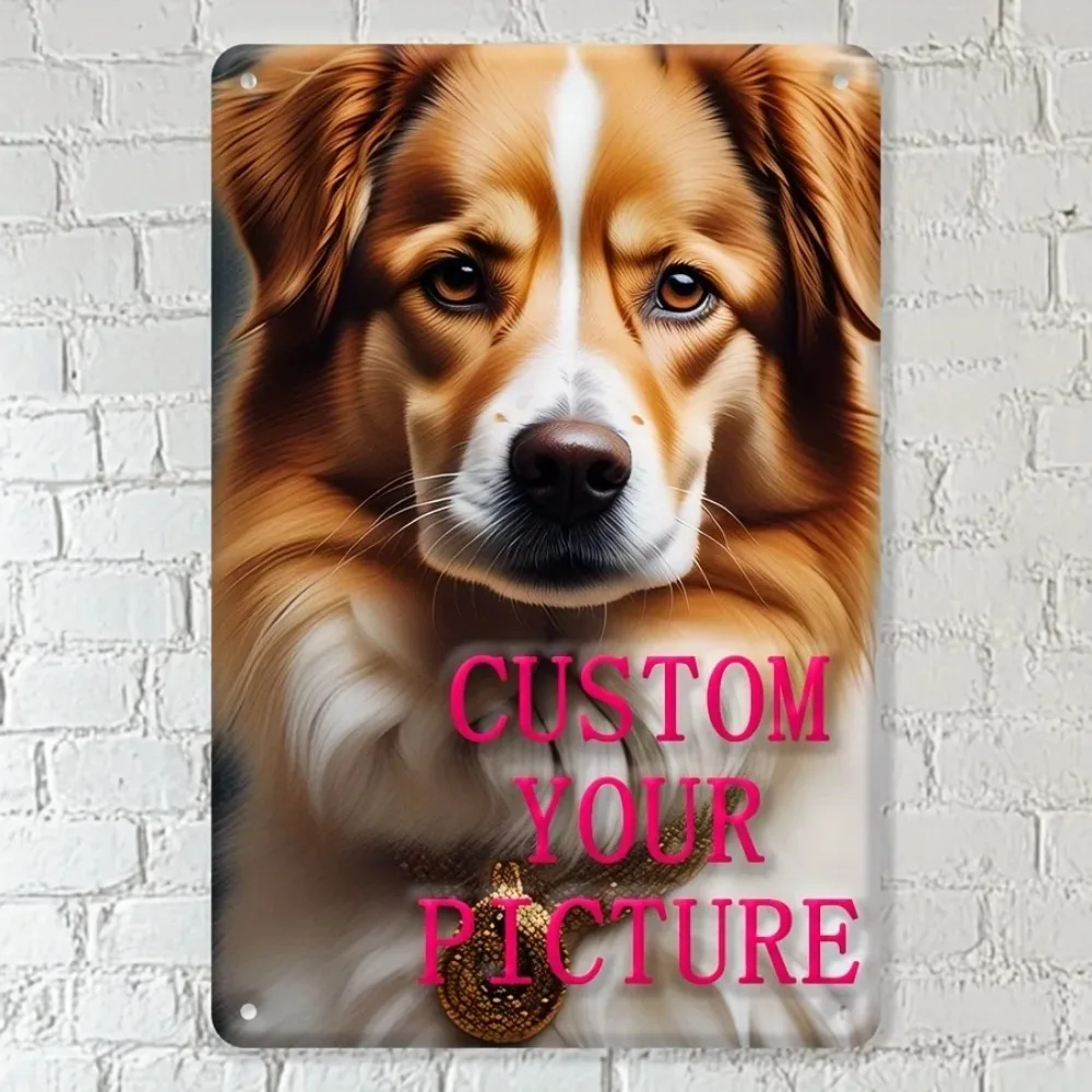 1pc Customizable Vintage Dog Metal Tin Sign 20.32x30.48cm Personalized Pet Photo Text Wall Plaque Gift For Dog Lovers