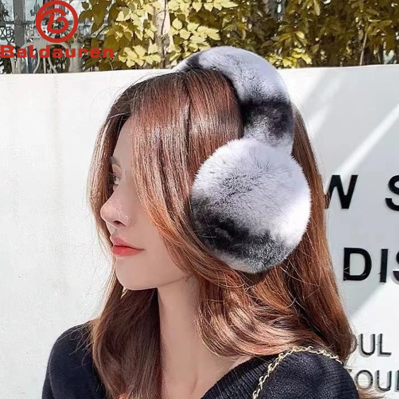 2024 New EarMuffs For Women Winter EarWarmers Soft Warm Cable Furry Real Rex Rabbit Ear Covers For Cold Weather