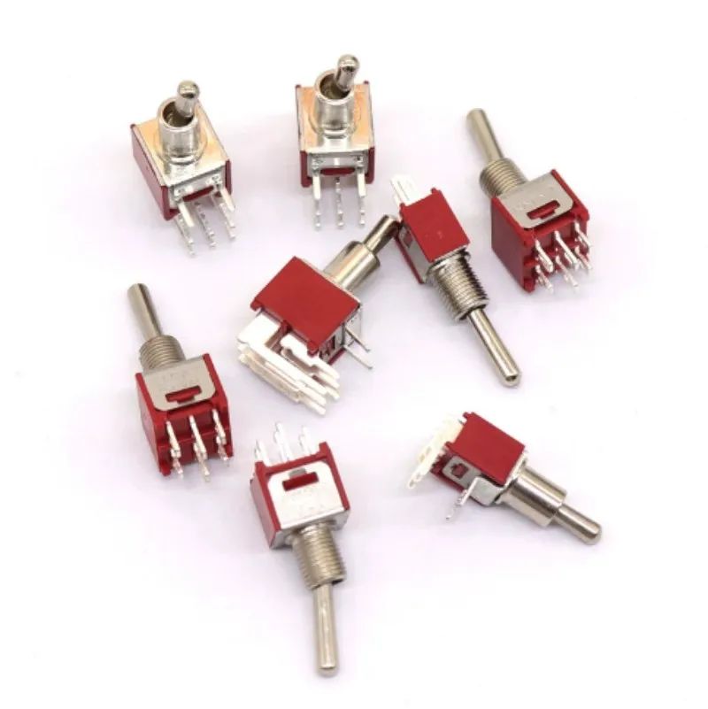 5pcs Mini Toggle Switch SPDT Horizon Right Angle 3/6Pin 2/3 Position ON-OFF-ON 1.5A 250VAC