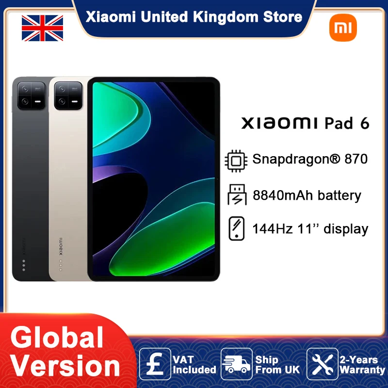 Global Version Xiaomi Mi Pad 6 Snapdragon 870 Tablet Fast Charging 13MP Camera 8840mAh Battery 11 ''144Hz Display  Quad Speakers