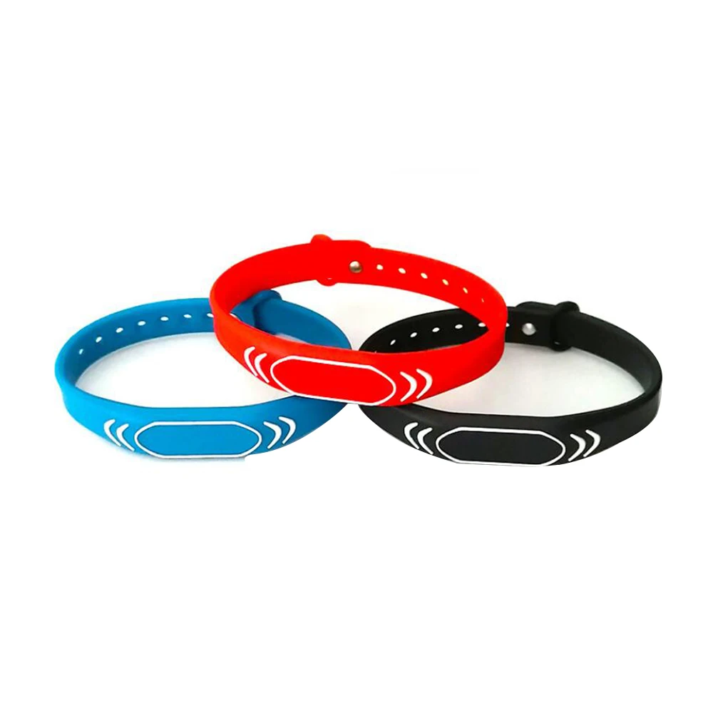 10pcs ID Waterproof Adjustable Silicone Wristband Bracelet Keyfob Token RFID TK4100 Tags Sauna Room Key Ring